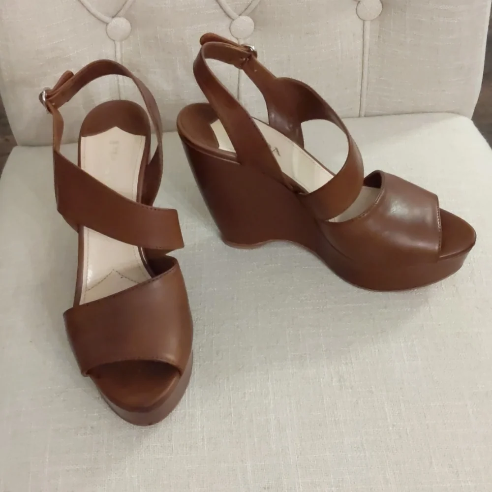 Prada Asymmetric Calfskin Wedge Sandal